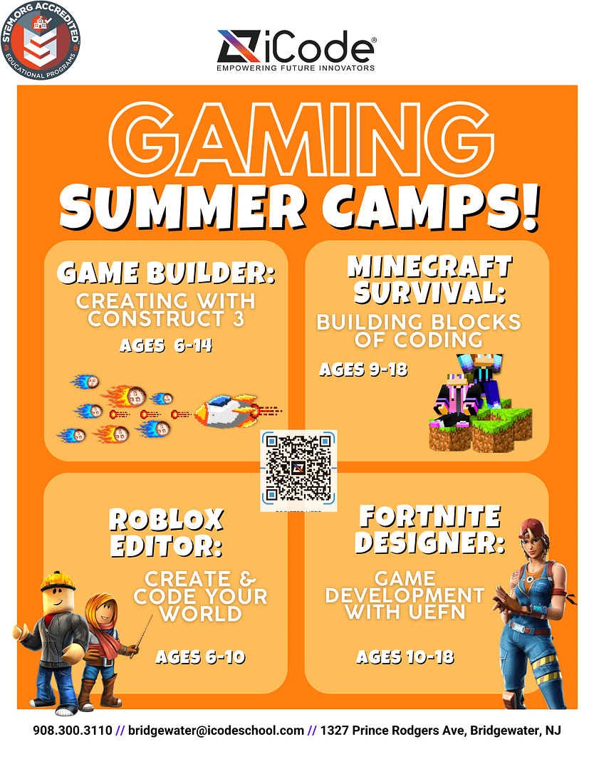 Register TODAY for iCode Bridgewater’s GAMING Camps