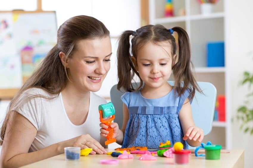 A parent and child enjoy an early childhood STEM Class at iCode