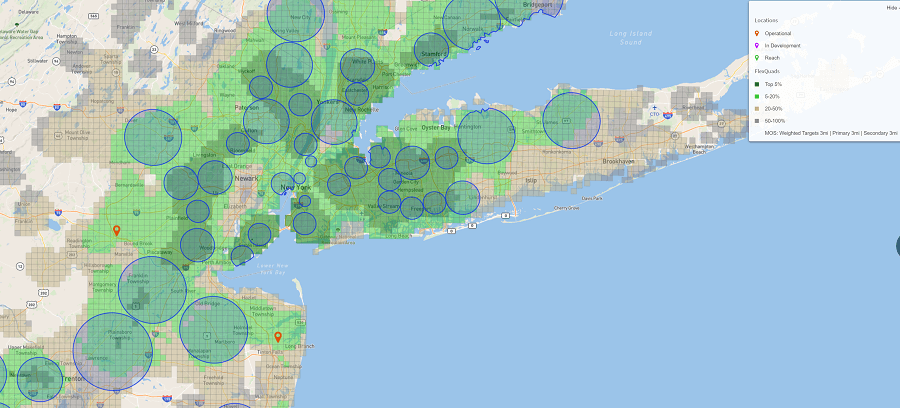 A Heat Map of the New York Area showing the best places to open an iCode