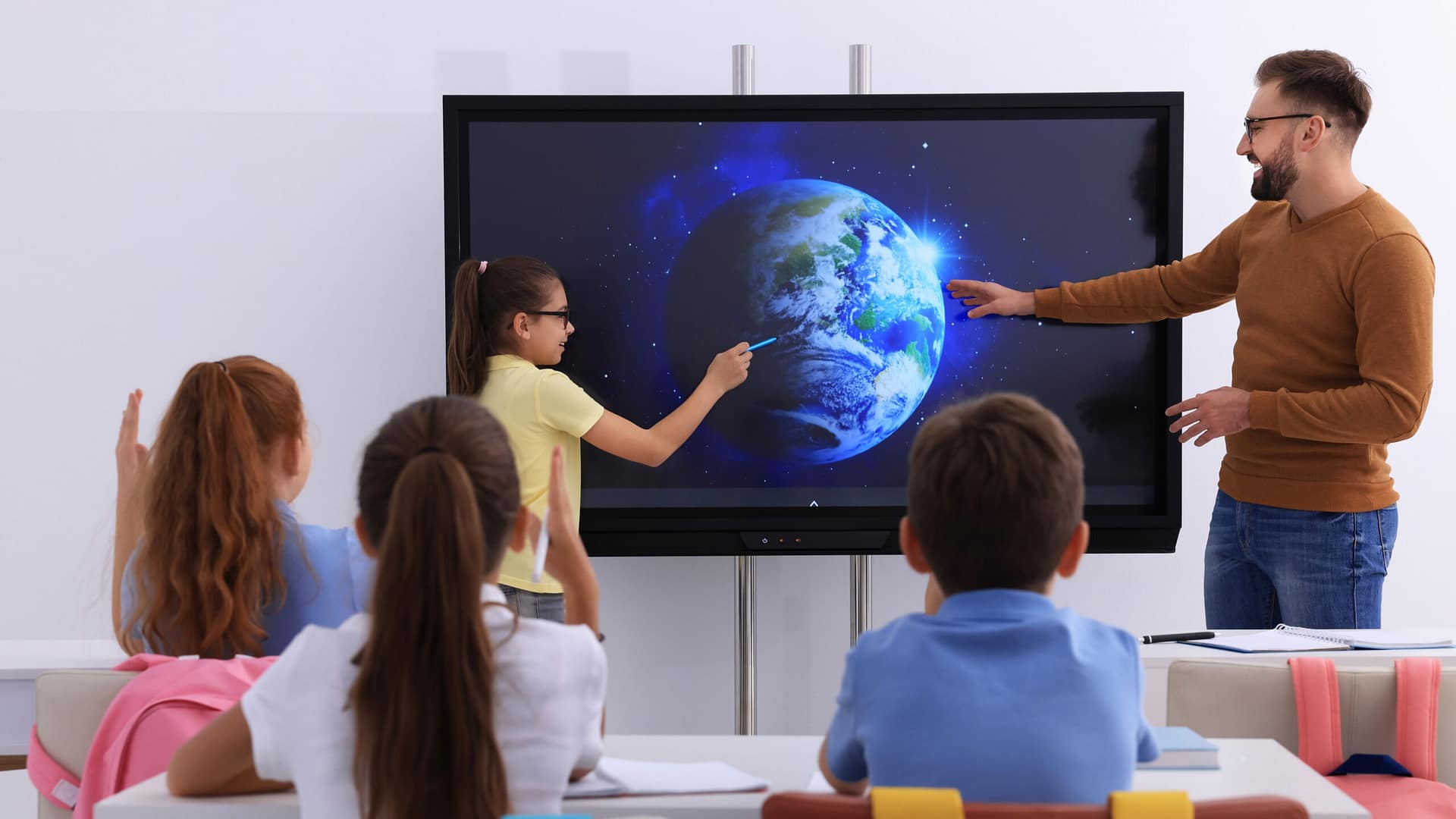 An abstract illustration of AI and education connecting harmoniously.