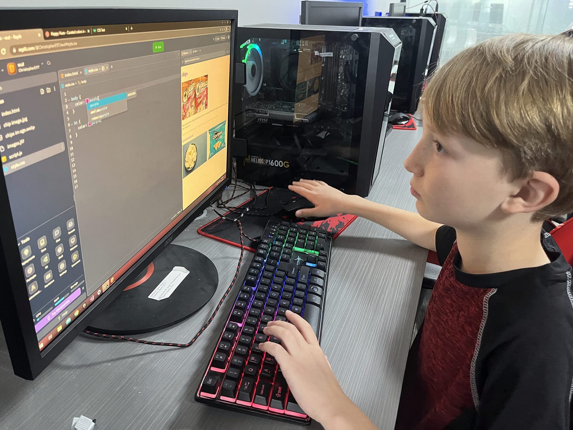 Students working collaboratively in a tech-focused classroom